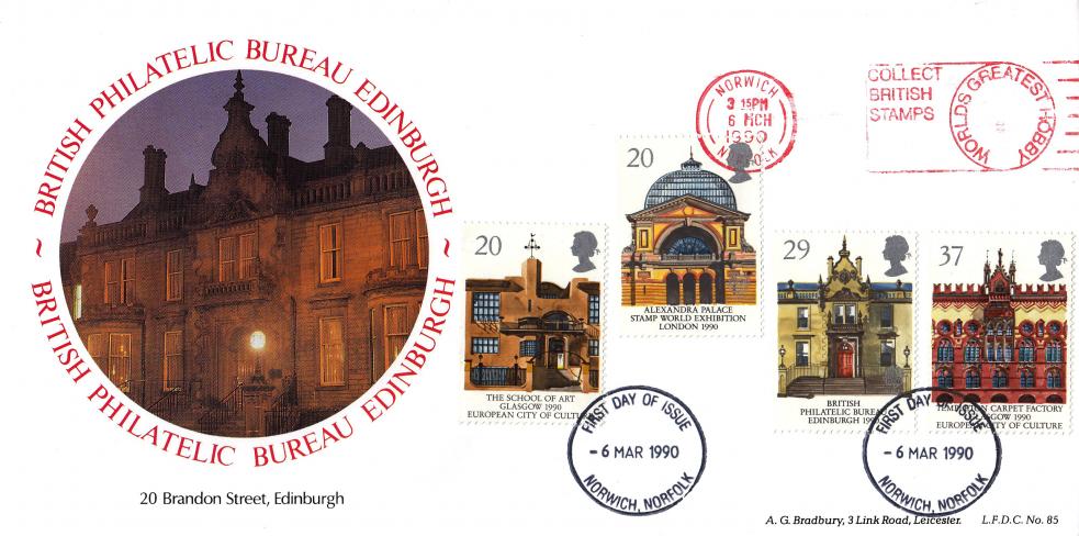 1990 (03) Europa - Bradbury LFDC 85 - Collect British Stamps (Norwich) Slogan