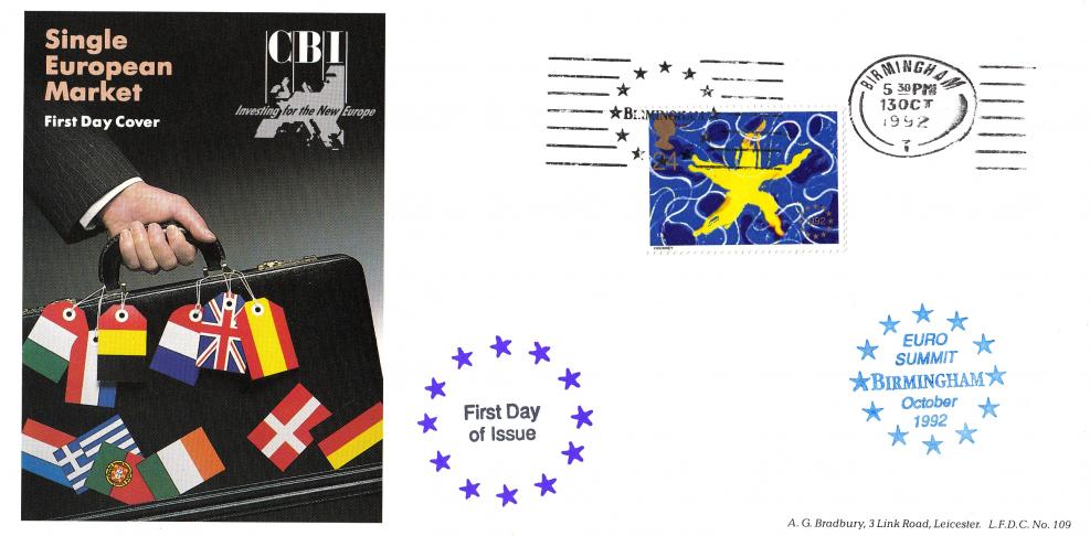 1992 (10) Single Market - Bradbury LFDC 109 - Birmingham 'Stars' Slogan