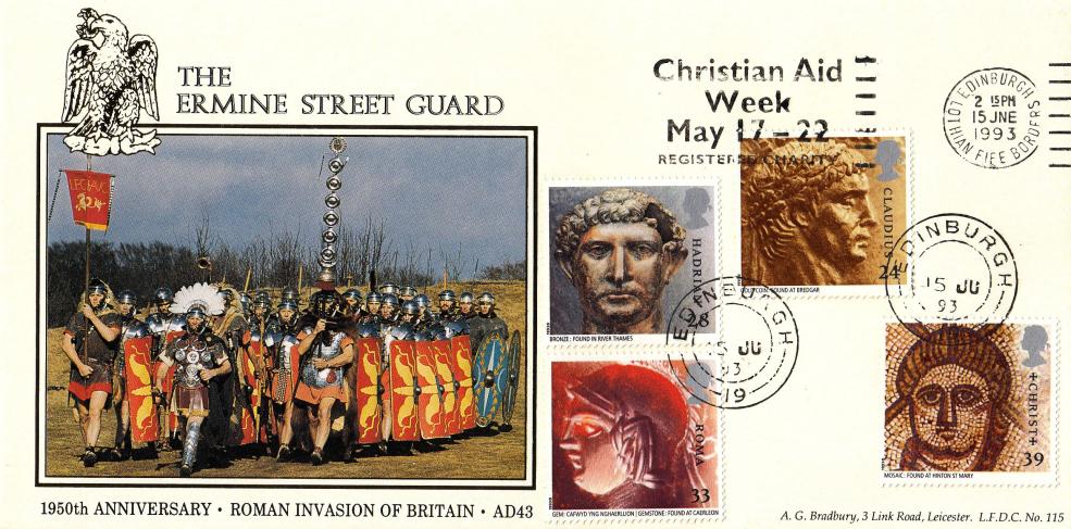 1993 (06) Roman Britain - Bradbury LFDC 115 - Christian Aid Week Slogan