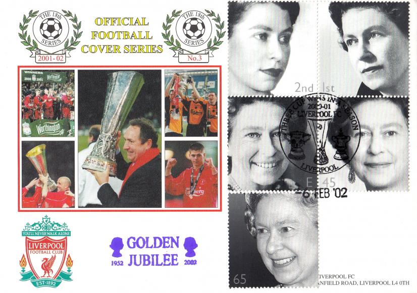 2002 (02) Golden Jubilee - Dawn 'Liverpool FC' Three Cup Wins In A Season Official (25 Produced) - PURPLE Cachet