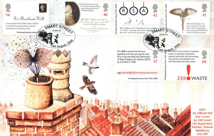 2004 (08) Royal Society for Arts - GB Covers (Derek Williams) Official