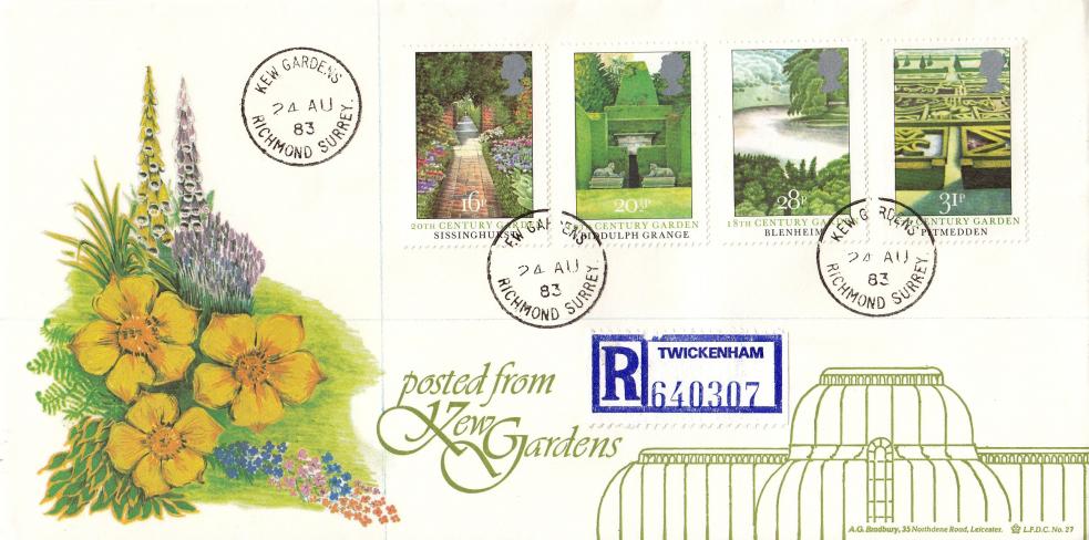 1983 (08) Gardens - Bradbury LFDC 27 - Kew Gardens CDS