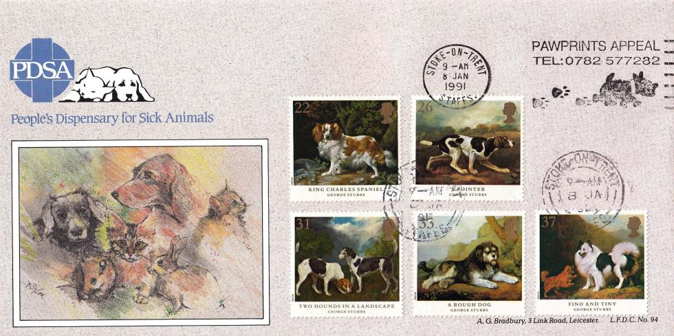 1991 (01) Dogs - Bradbury LFDC 94 - Pawprints Appeal Slogan