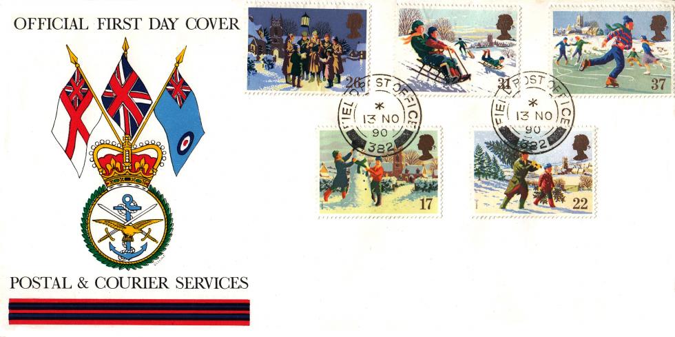 1990 (11) Christmas - Postal & Courier Services Cover - Field Post Office 382 CDS