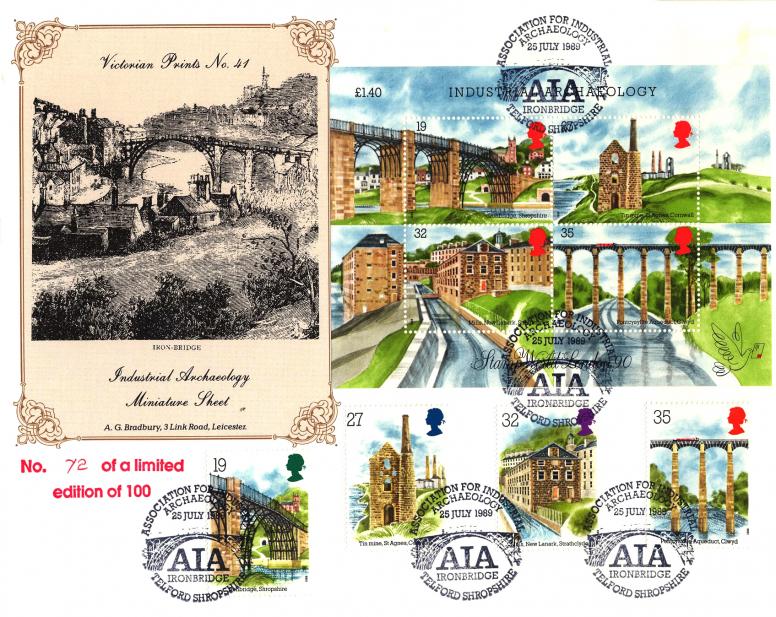 1989 (07) Industrial Archaeology (Stamps + M/S) - Bradbury VP 41  (Large Version) - With his LFDC Official H/S !!