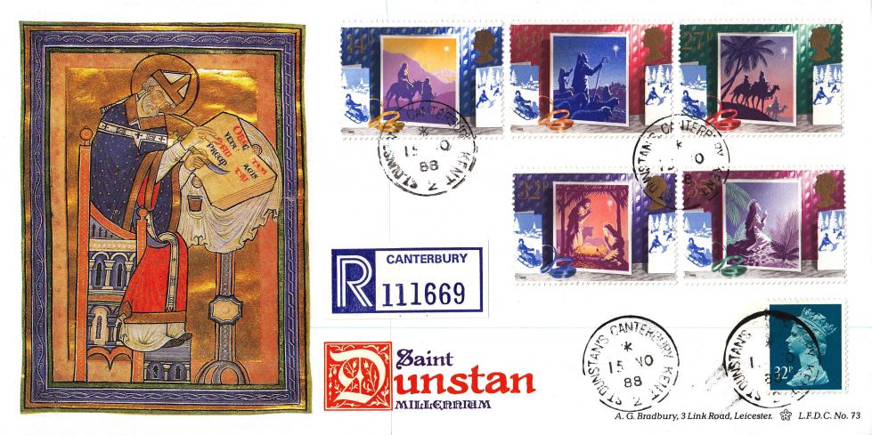 1988 (11) Christmas - Bradbury LFDC 73 - St Dunstan's, Canterbury CDS