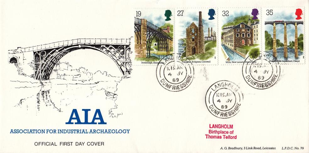 1989 (07) Industrial Archaeology (Stamps) - Bradbury LFDC 79 - Langholm CDS