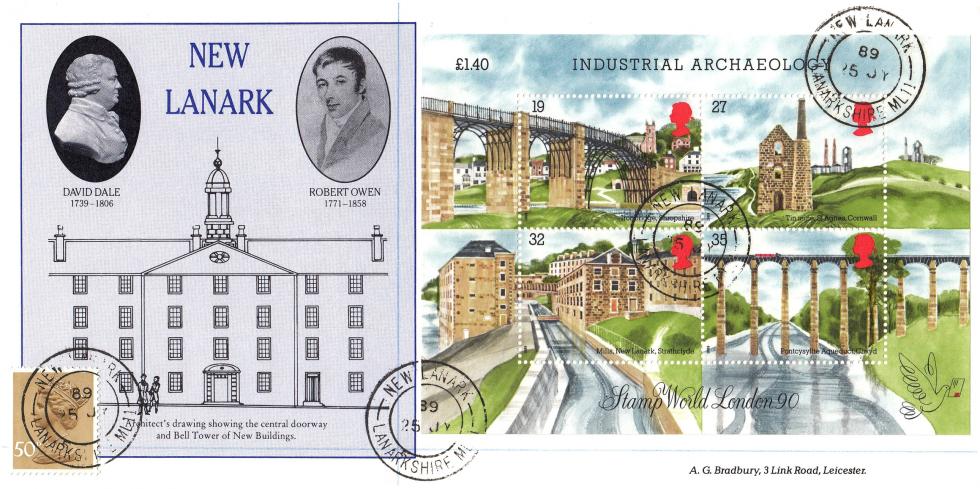 1989 (07) Industrial Archaeology (M/S) - Bradbury LFDC 78 - New Lanark CDS