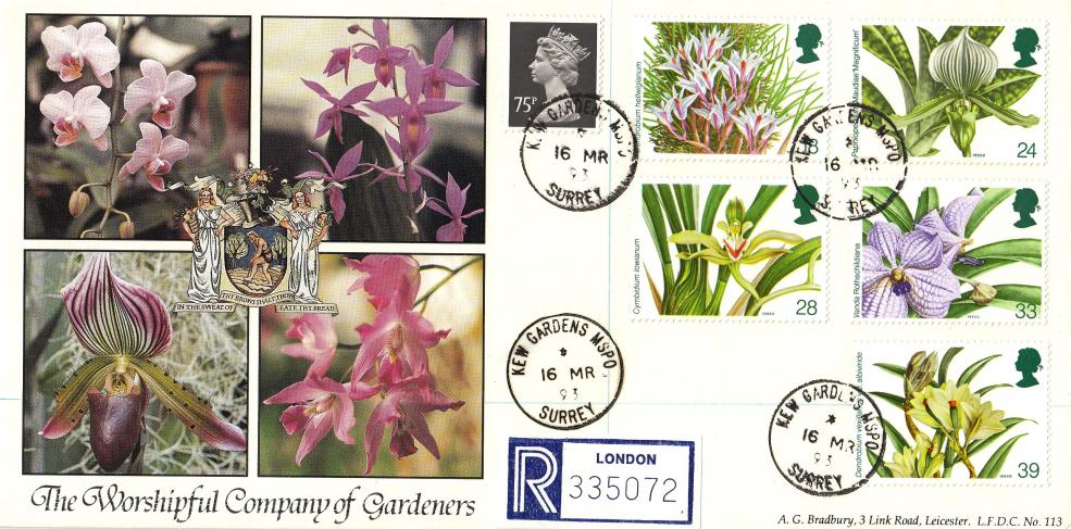 1993 (03) Orchids - Bradbury LFDC 113 - Kew Gardens CDS