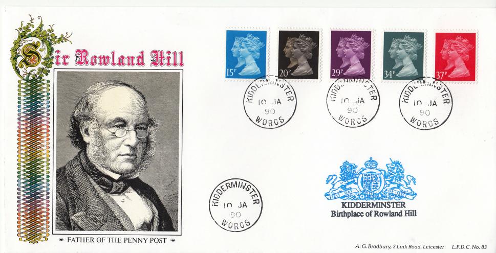 1990 (01) Penny Black (Stamps) - Bradbury LFDC 83 - Kidderminster CDS