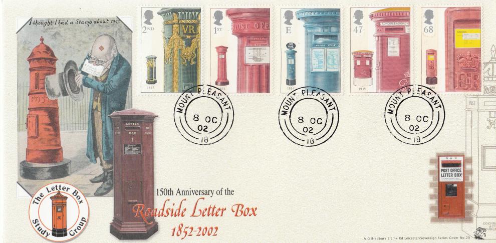 2002 (10) Post Boxes - Bradbury Sovereign 20 - Mount Pleasant CDS