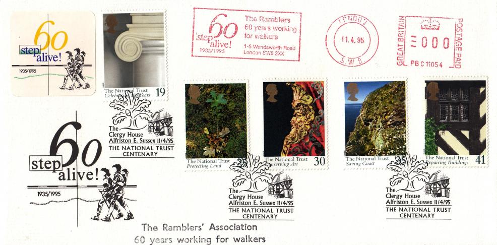 1995 (04) National Trust - Ramblers Association 'Special' - Clergy House, Alfriston H/S + The Ramblers Step Alive Meter Mark