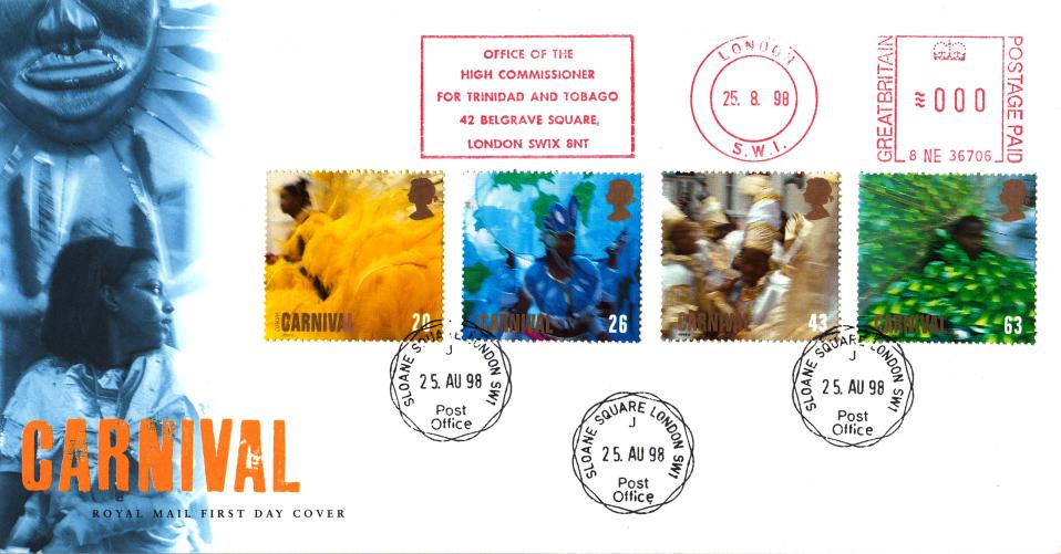 1998 (08) Carnival - RM - Sloane Square CDS + Trinidad & Tobago High Commissioner Meter Mark