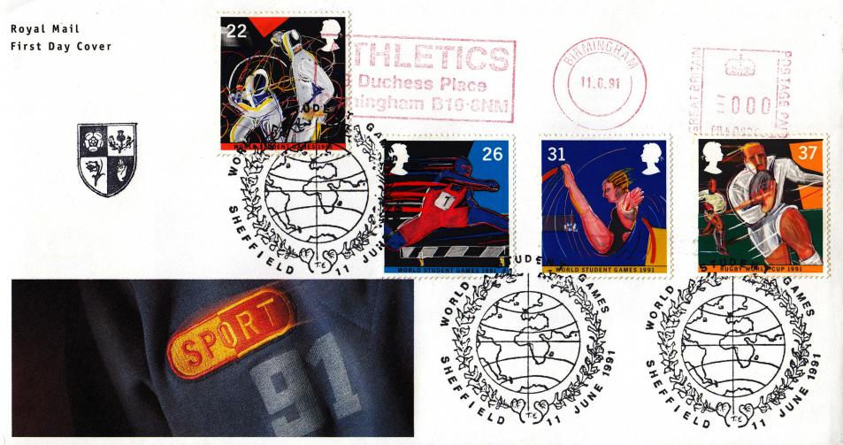 1991 (06) Sports - RM - World Student Games H/S + Athletics Meter Mark