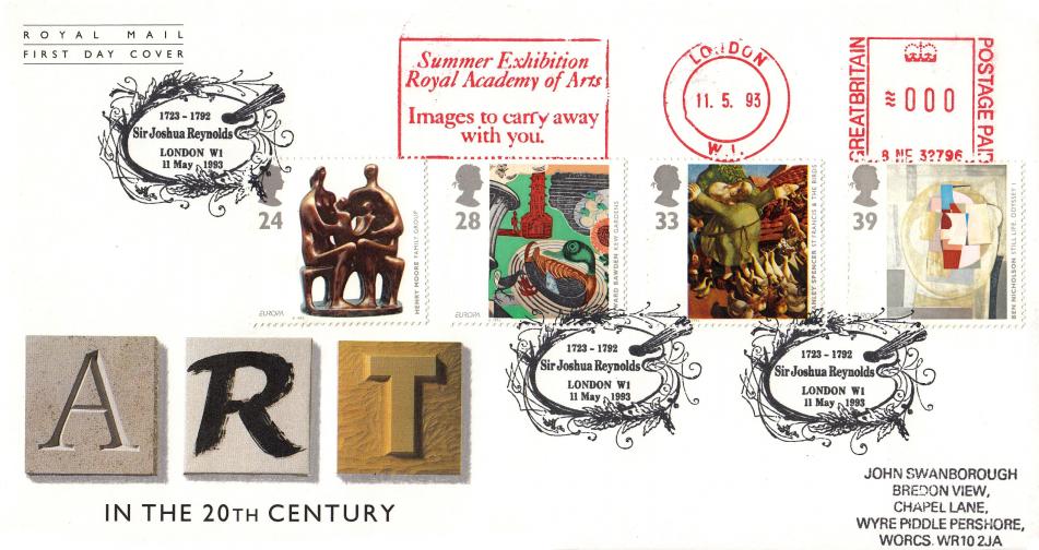 1993 (05) Art - RM - Sir Joshua Reynolds, W1 H/S + Summer Exhibition, Royal Academy of Arts Meter Mark