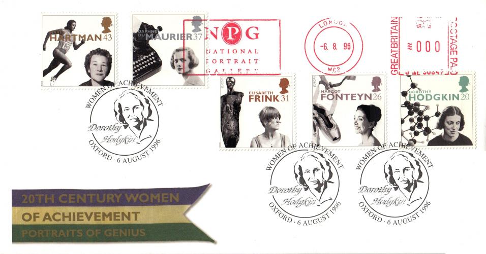1996 (08) Women - RM - Dorothy Hodgkin H/S + NPG - National Portrait Gallery Meter Mark