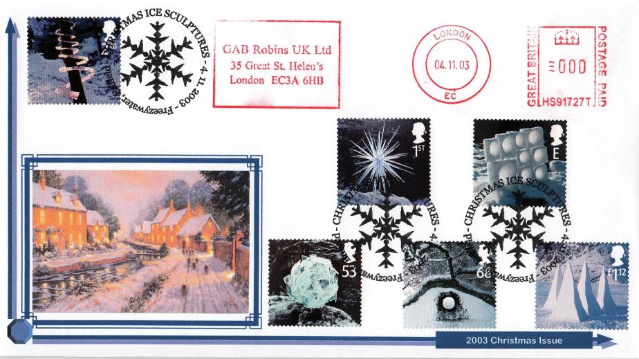 2003 (11) Christmas - Porter 'Privately Produced (Winter Scene)' Cover - Freezywater H/S + GAB Robins Meter Mark