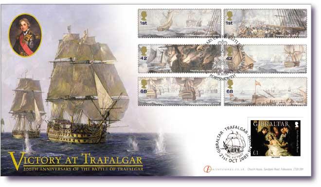2005 (10) Trafalgar (Stamps) - Internet Stamps 'Victory at Trafalgar' Official - Doubled in Gibraltar