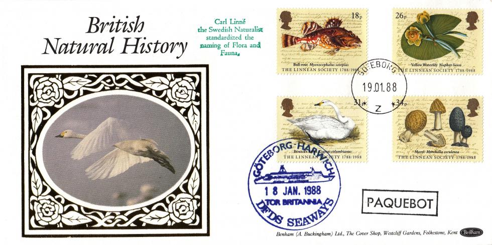 1988 (01) The Linnean Society - Benham Star Cover - Goteborg PAQUEBOT CDS