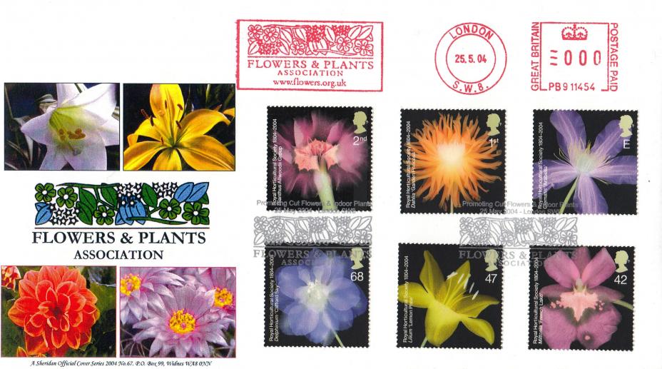 2004 (05) Royal Horticultural Society (Stamps) - Sheridan 'Flowers & Plants Association' Official + Flowers & Plants Association Meter Mark
