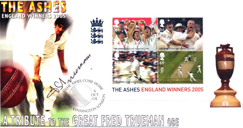 2005 (10) Ashes M/S - Scott Official - Featuring & Signed by Fred Trueman