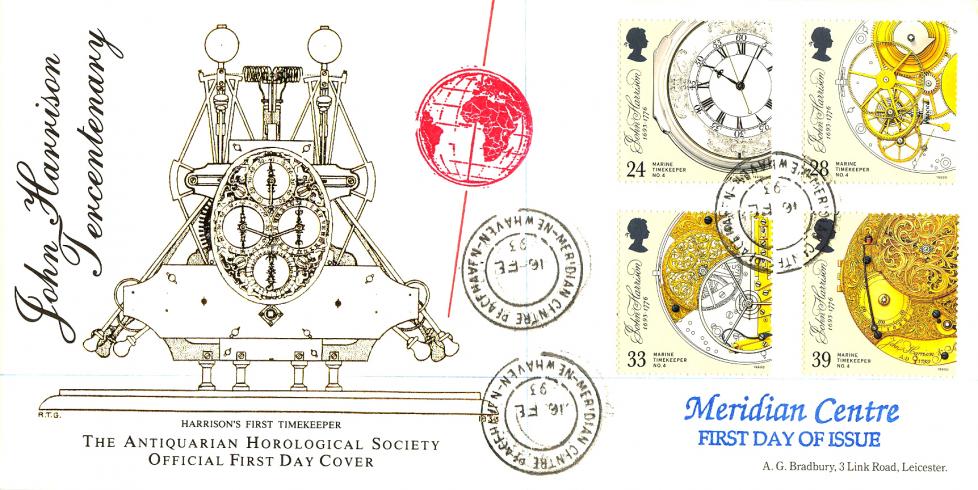 1993 (02) Marine Timekeepers - Bradbury Antiquarian Society Official - Meridian Centre CDS (Brad = £150 !!)