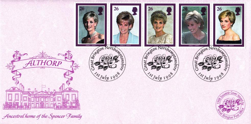 1998 (07) Diana - Great Brington Post Office Althorp Souvenir Cover