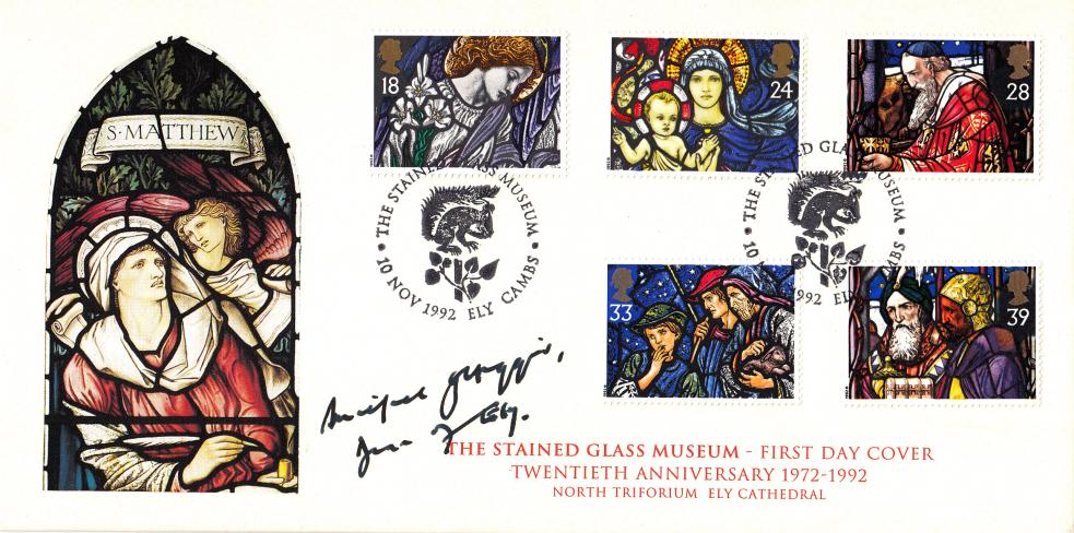 1992 (11) Christmas - Covercraft 'Stained Glass Museum', Ely Official - Signed by Dean Michael Higgins