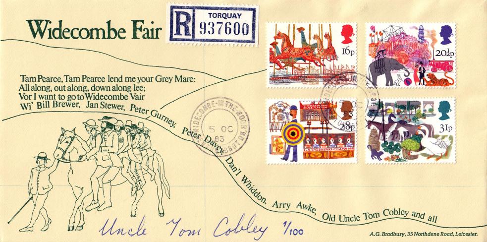1983 (10) British Fairs - Bradbury 'Widecombe Fair' Special - Widecombe-In-The-Moor CDS + Signed by Uncle Tom Cobley Himself !