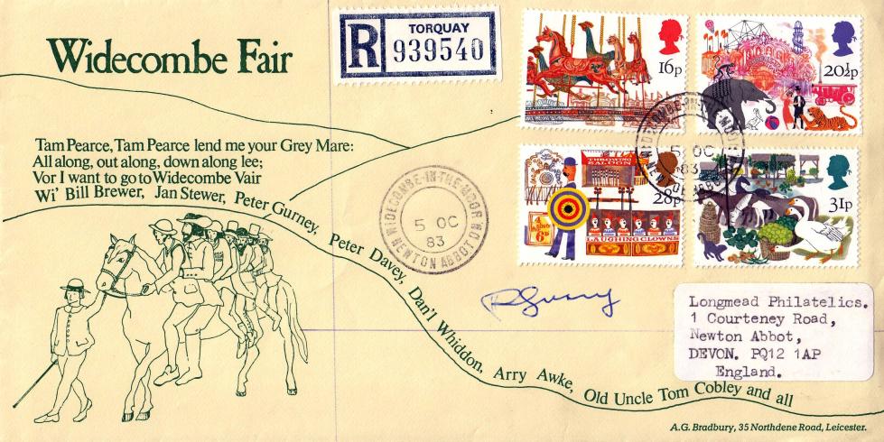 1983 (10) British Fairs - Bradbury 'Widecombe Fair' Special - Widecombe-In-The-Moor CDS + Signed by Peter Gurney !