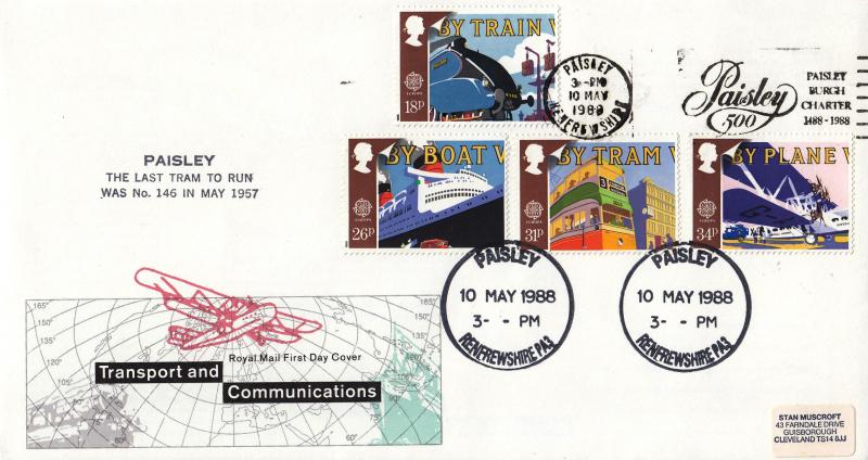 1988 (05) Transport - RM - Paisley 500 Paisley Burgh Charter 1488-1988 Slogan