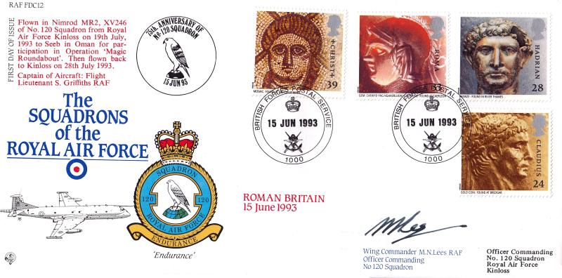 1993 (06) Roman Britain - RAF FDC12 Official + Cachet