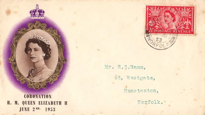 1953 (06) Coronation - Purple & Gold Cover - 2½d Only - Sandringham CDS