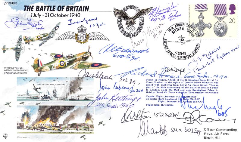 1990 (09) Gallantry - Forces JS50 Battle of Britain Special - Multi-Signed by 14 BOB Pilots & 1 MM Winner
