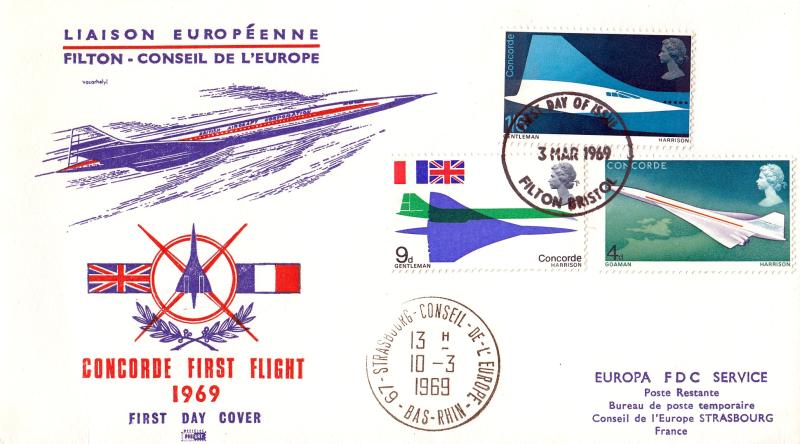 1969 (03) Concorde - Philart - Filton FDI WITH Conseil de L'Europe Cachet