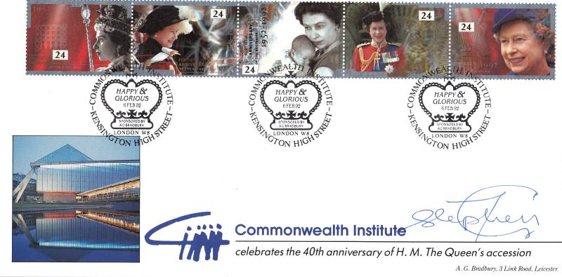 1992 (02) Assession - Bradbury 'Commonwealth Institute' Official - Signed by Stephen Cox