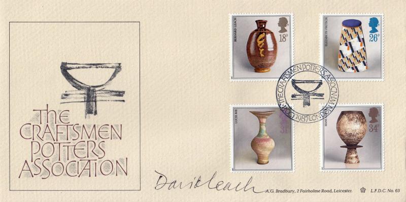 1987 (10) Pottery - Bradbury LFDC 63 Official - Signed by David Leach