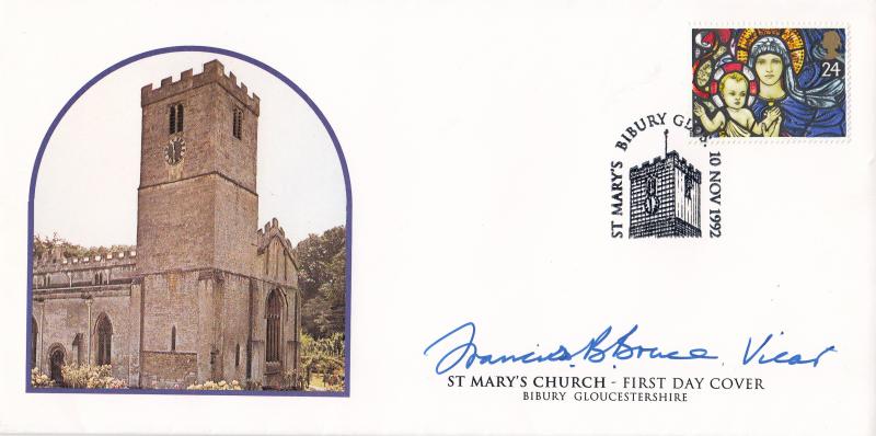 1992 (11) Christmas - Covercraft St Mary's Church, Bibury Official (s) - Signed by Francis B Bruce