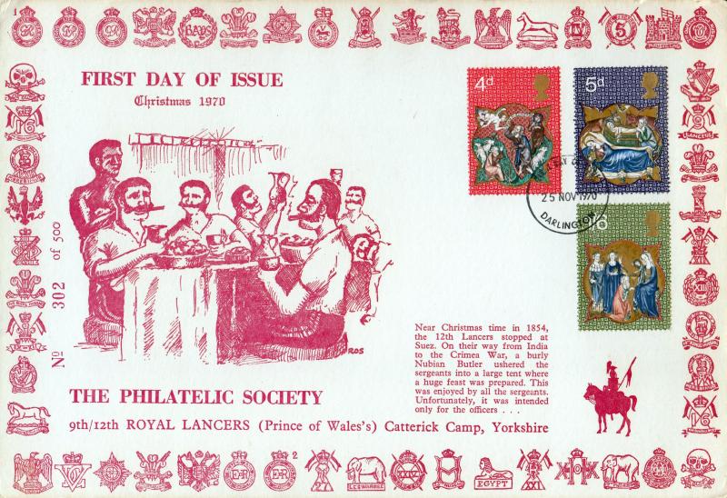 1970 (11) Christmas - Royal Lancers Card - Darlington FDI