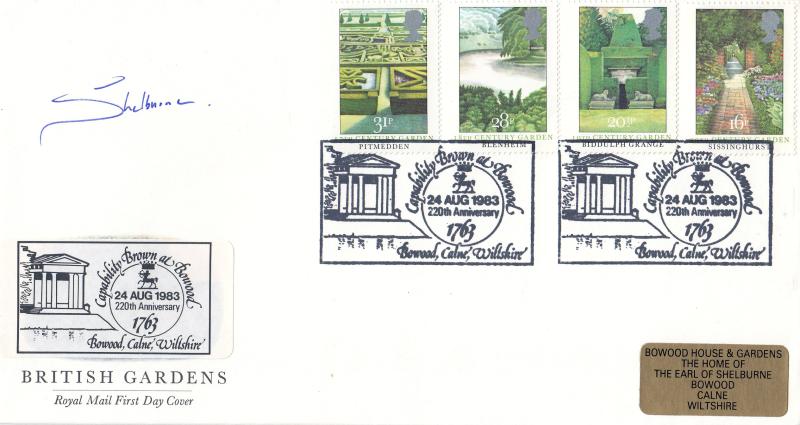 1983 (08) Gardens - RM - Bowood, Calne H/S + Label - Signed by the Earl of Shelburne