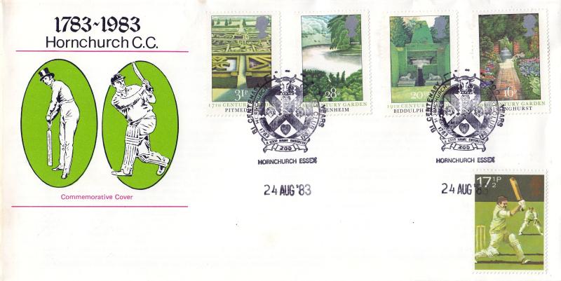 1983 (08) Gardens - Hornchurch Cricket Club Official (With The 1973 17½p Stamp)