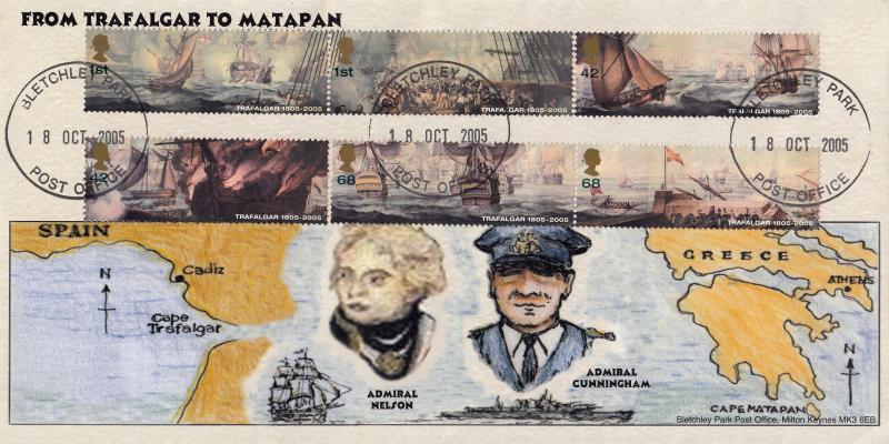 2005 (10) Battle of Trafalgar (Stamps) - Bletchley Park Official - Bletchley Park Post Office CDS