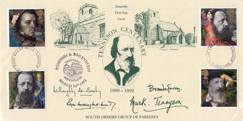 1992 (03) Tennyson - Somersby/Tennyson Special Cover - Lincoln FDI
