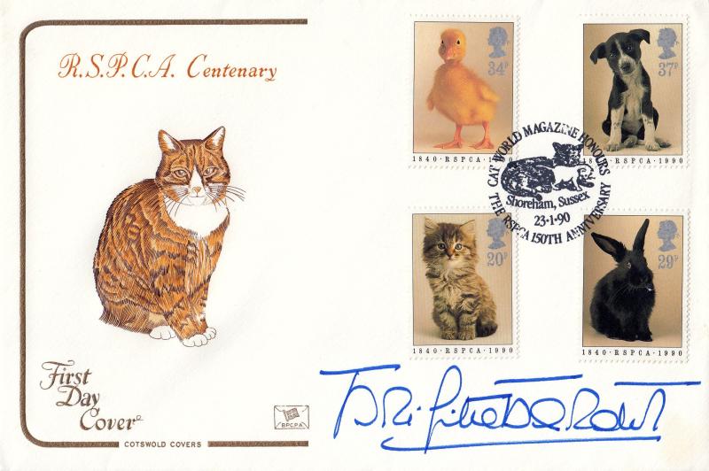 1990 (01) RSPCA - Cotswold - Cat World Magazine H/S - Signed by Brigitte Bardot