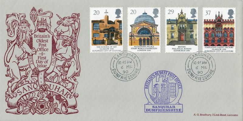 1990 (03) Europa - Bradbury 'Sanquhar Post Office' Official - Sanquhar CDS