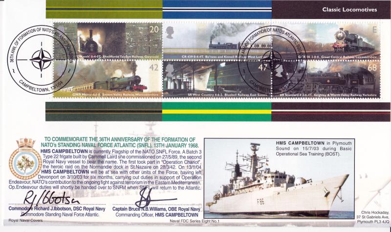 2004 (01) Classic Locomotives (M/S) - Royal Naval Covers Group (RNCG) HMS Campbeltown Official