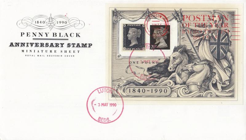 1990 (05) Penny Black (M/S) - RM - Postman Of The Year Slogan