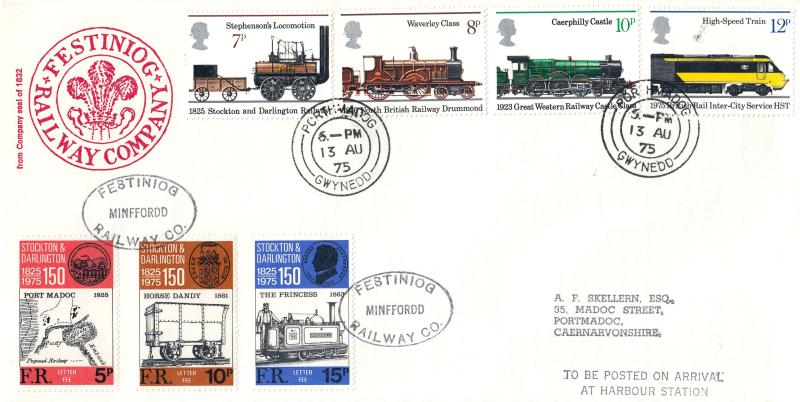 1975 (08) Railways - Festiniog Railway Co Cover - Pothmadog CDS