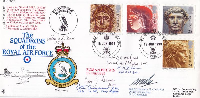 1993 (06) Roman Britain - RAF FDC 12 Official - Multi-Signed by Six