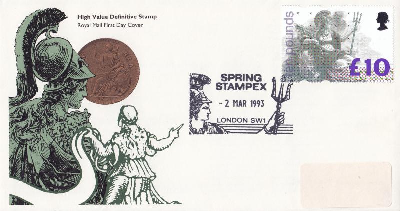 1993 (03) £10 Definitive - RM - Spring Stampex H/S